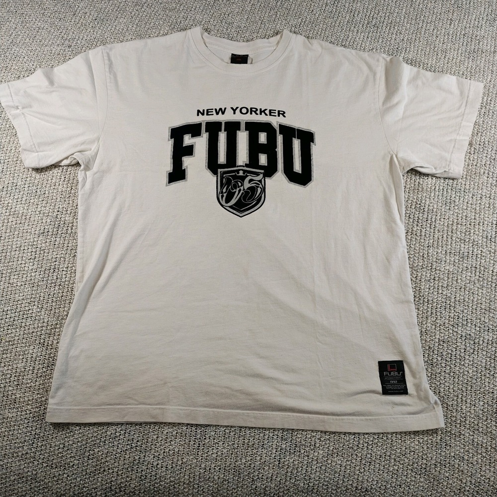 FUBU New Yorker T-Shirt Men's‎ 2XL Vintage Hip Hop Streetwear Velvet Graphic Tee